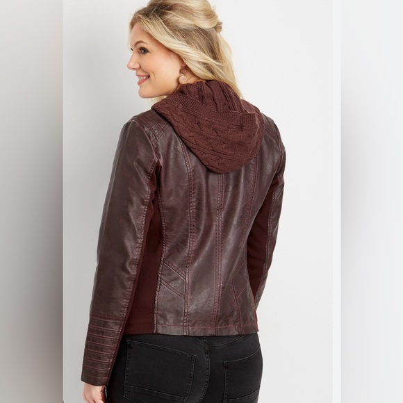 Maurice’s Cable Knit Hooded Faux Leather Jacket - Picture 7 of 7